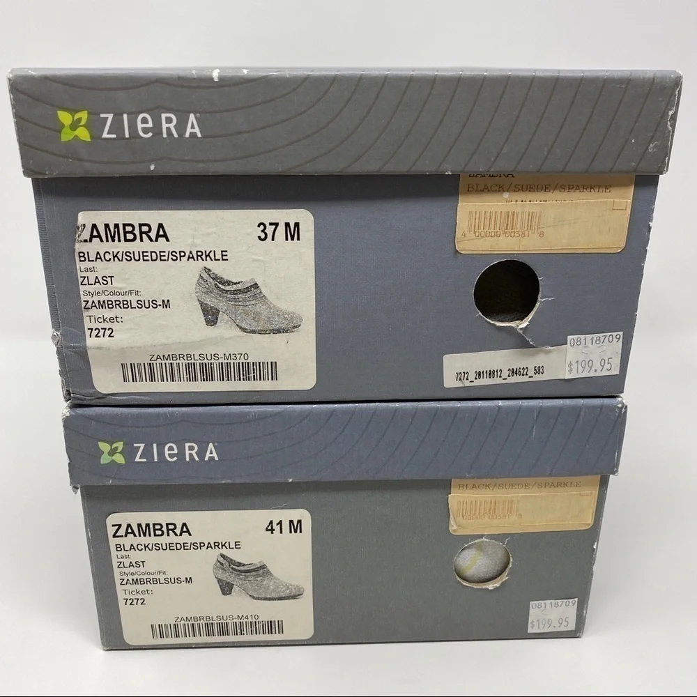 Ziera Zambra black suede sparkle booties